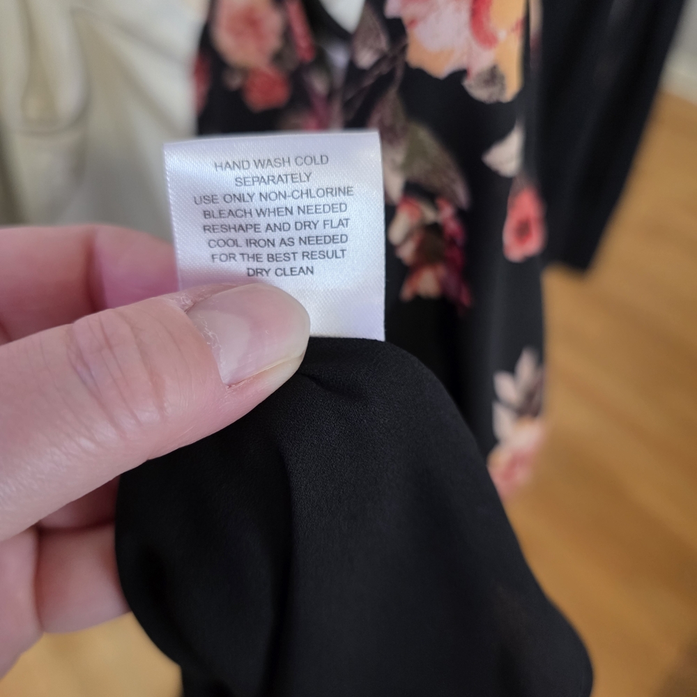 Pink Republic Black Floral Cami with Pink and Peach Blooms - Picture 7 of 8
